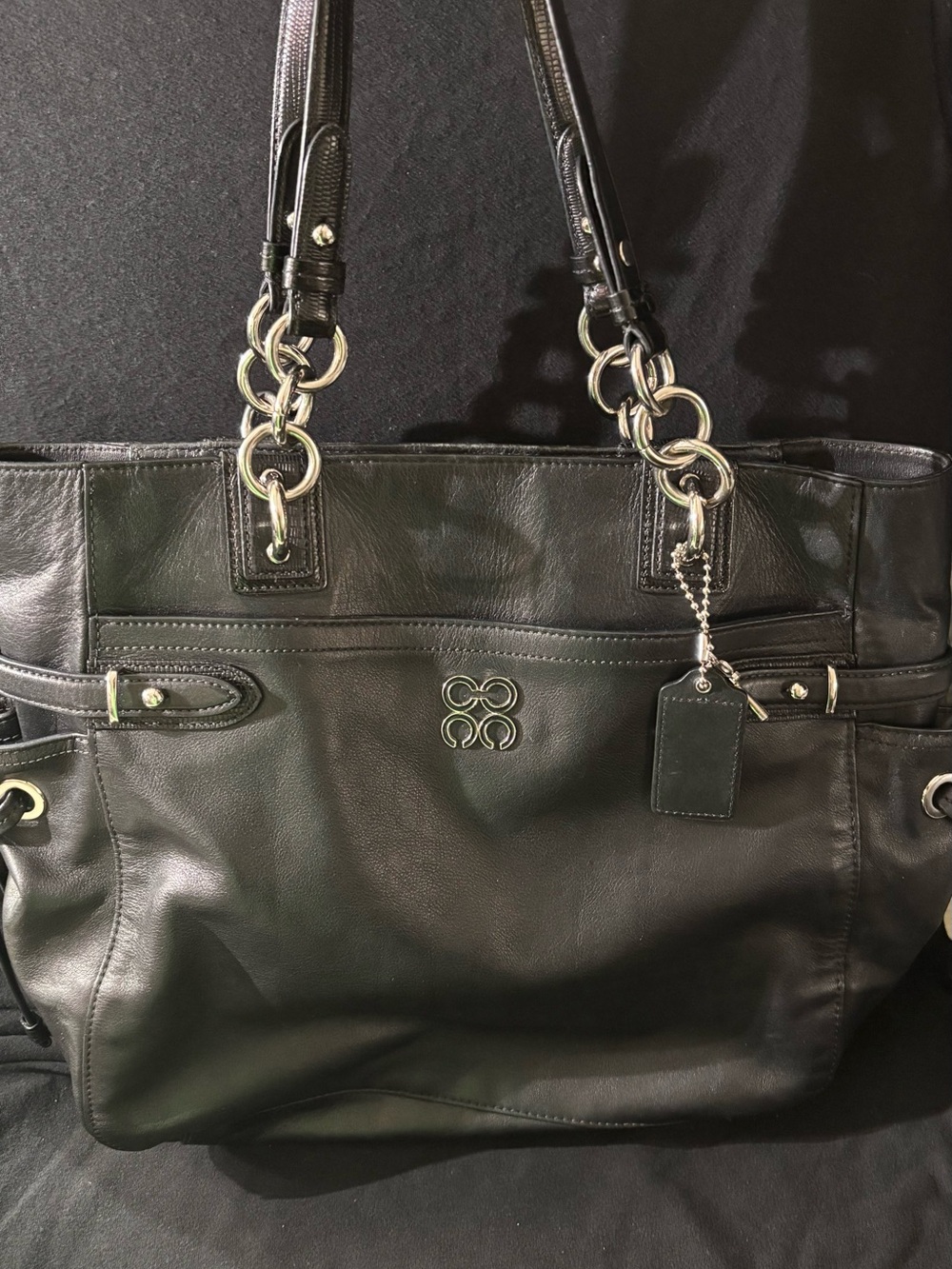 Coach Colette Black Leather Tote / Shoulder Bag (#16430)